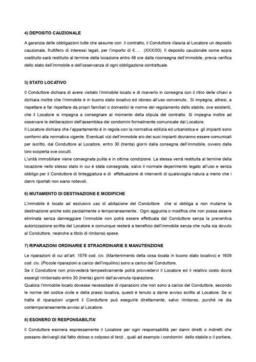 Modello contratto locazione seconda pagina